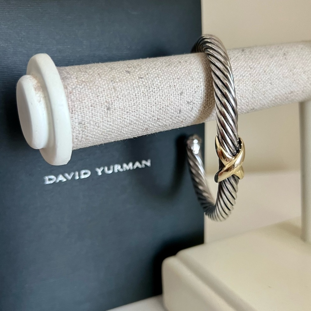David Yurman Cable Collection X Station Bracelet in Sterling Silver w/ 14K Gold
